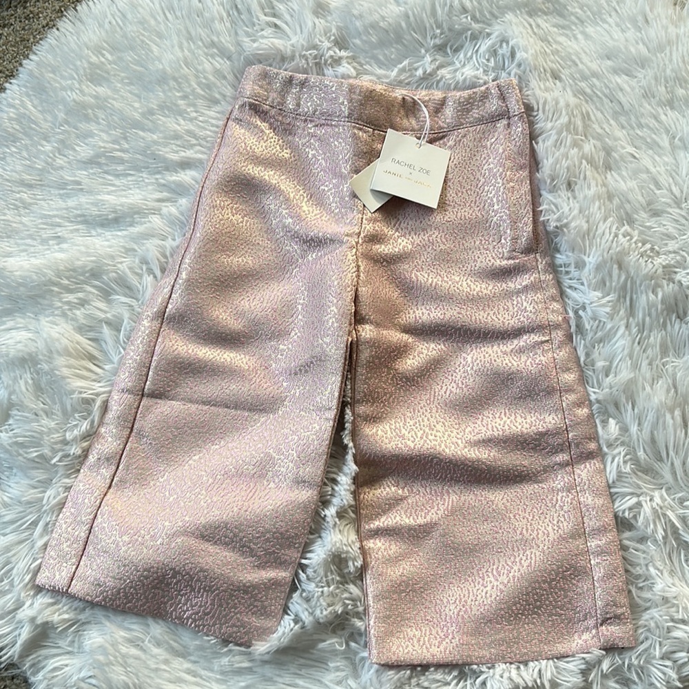 Rachel Zoe X Janie and Jack Toddler Girls Wide Leg Pink Metallic Print Pants - Picture 3 of 5
